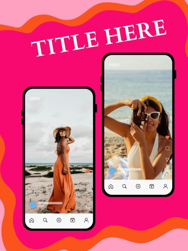 Glow Up Collection design template with women in two phones and bright colors